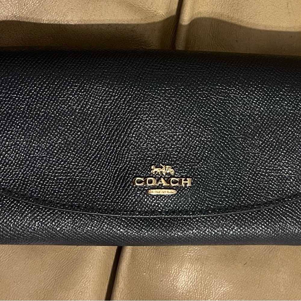 Coach Navy Blue Leather Women's Wallet